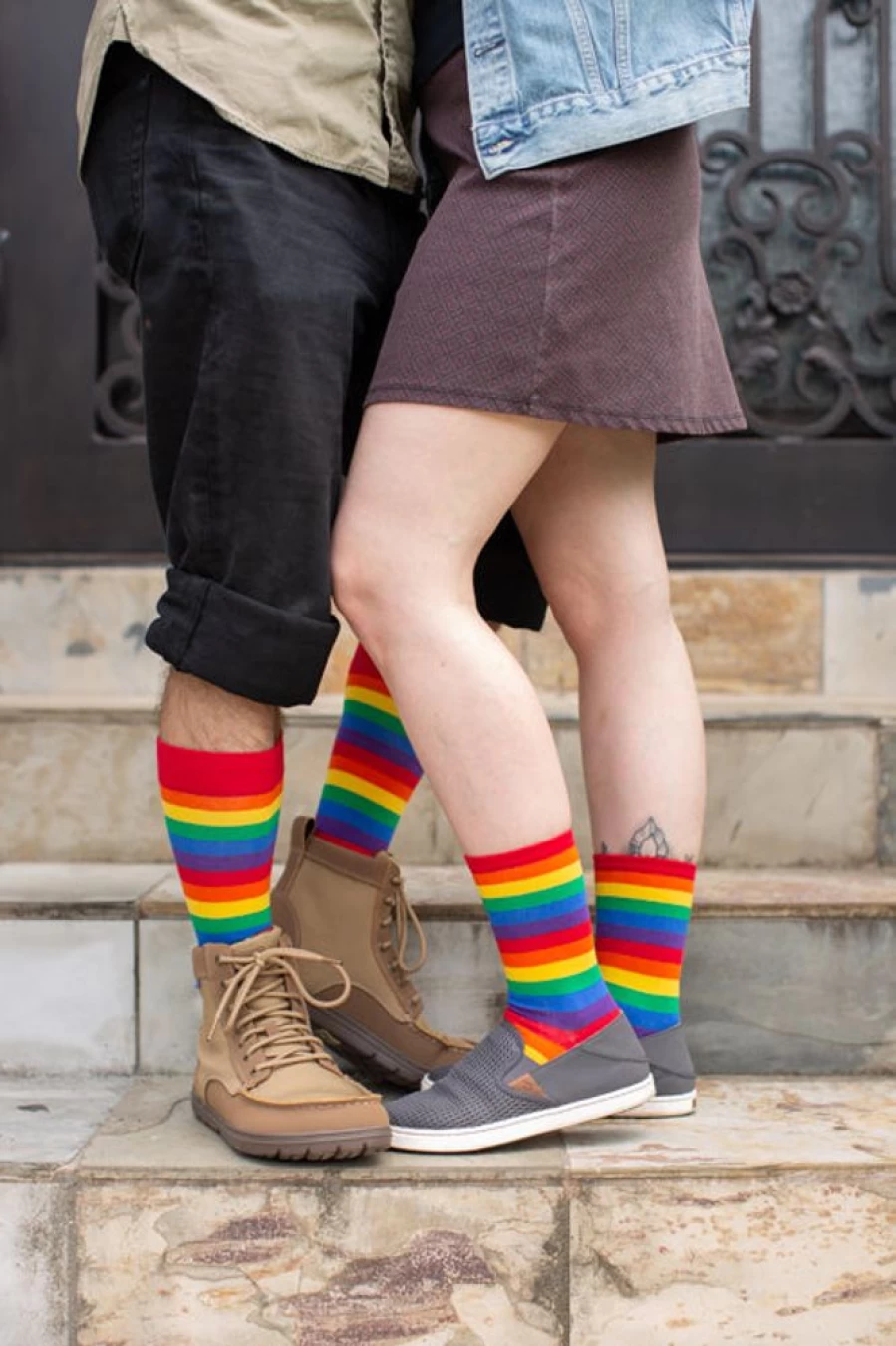 Mod Sock Classic Rainbow Striped Crew Socks - Colorful Comfortable Unisex Casual Wear
