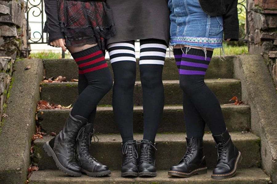 "Dreamer Socks Americana Gothic Print Thigh High Socks for Women"
