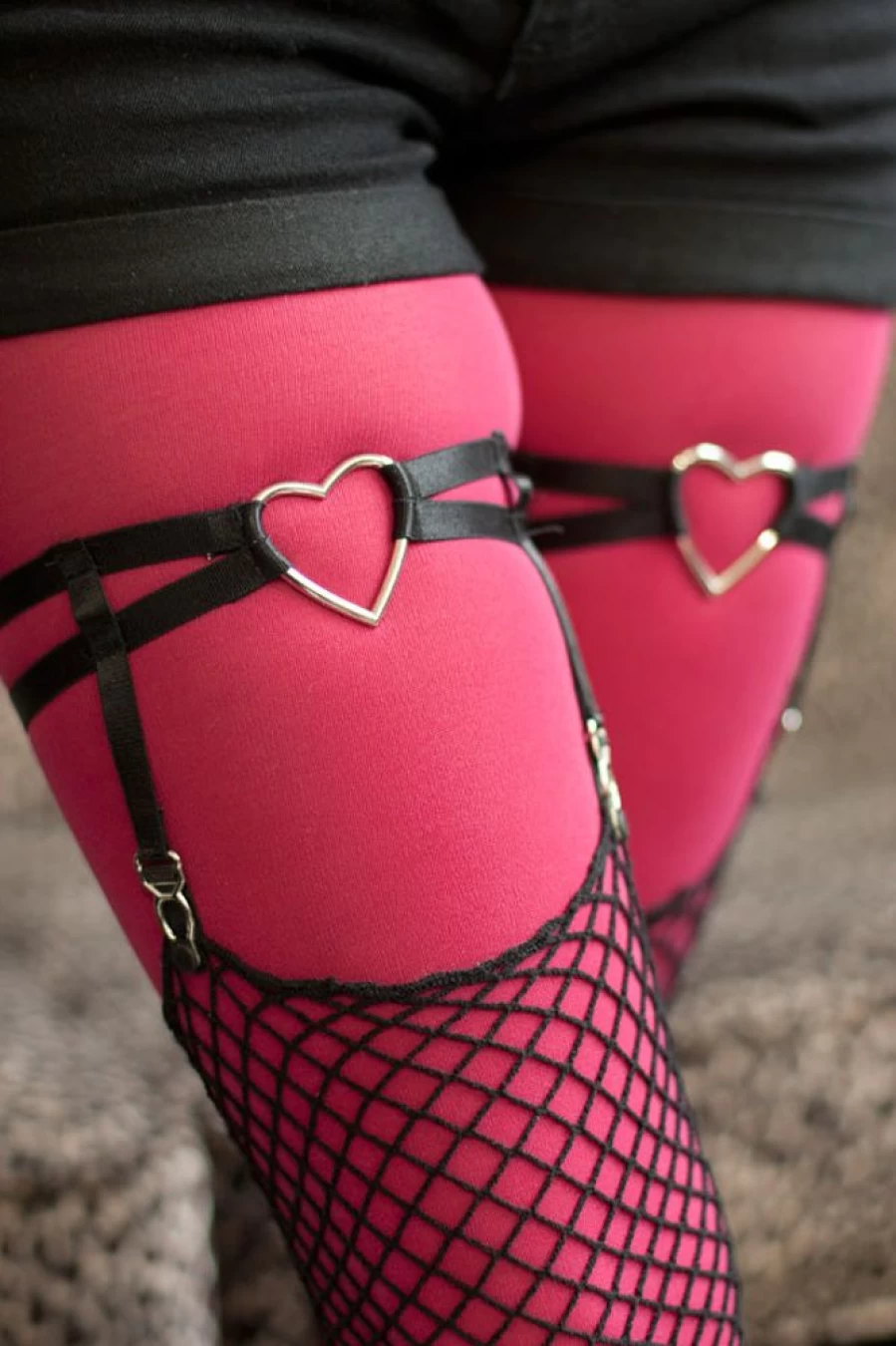 Leg Avenue Dual Strap Heart Elastic Thigh Garter Belt for Women - Sexy Lingerie Accessories