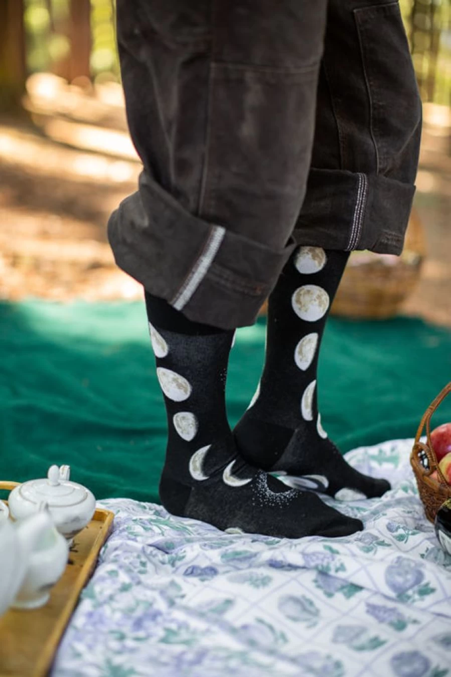 "Mod Sock Moon Phases Crew Socks - Stylish Astronomy-Themed Comfort Wear"