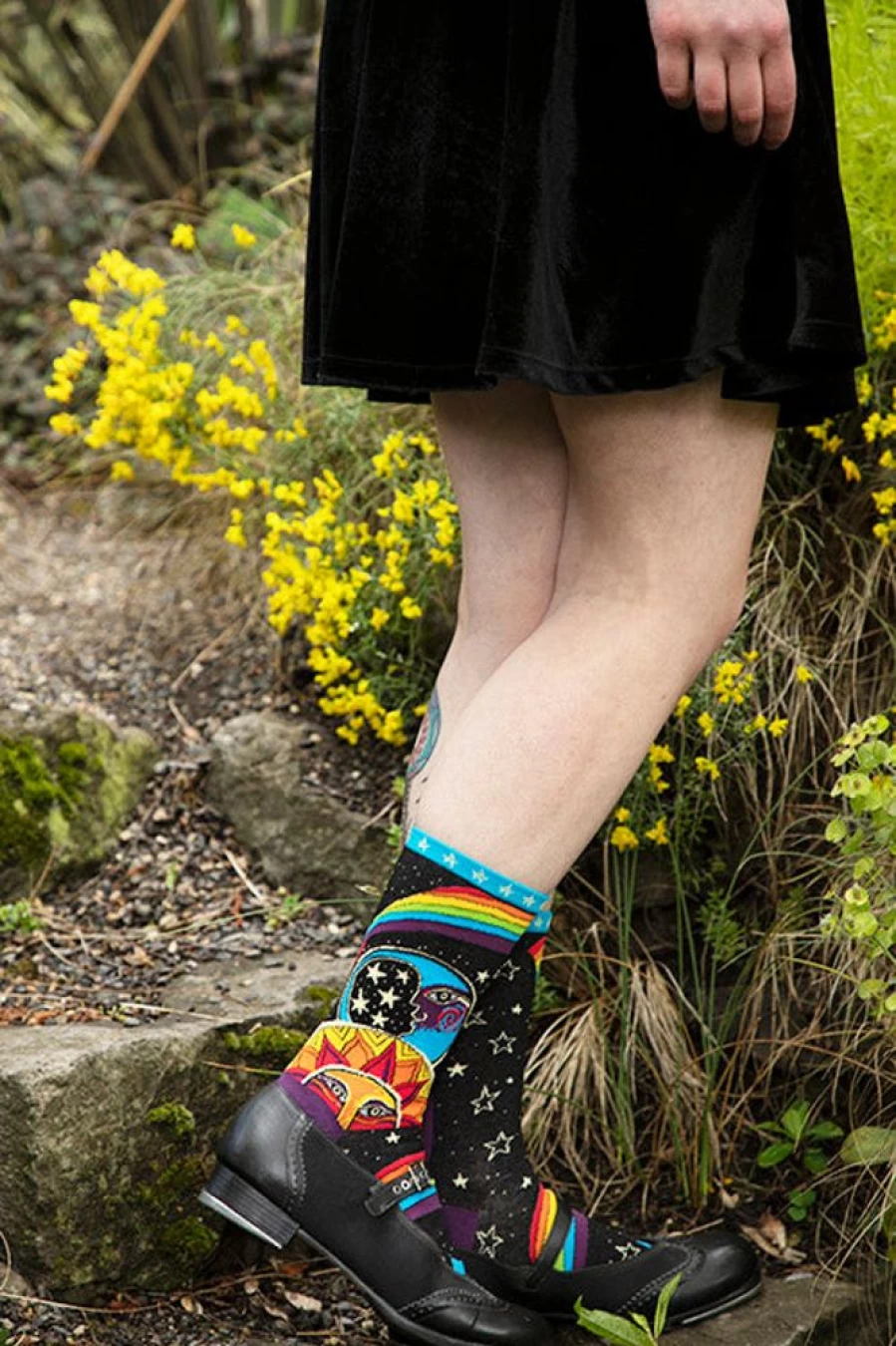 Socksmith Laurel Burch Celestial Joy Crew Socks - Colorful Artistic Design