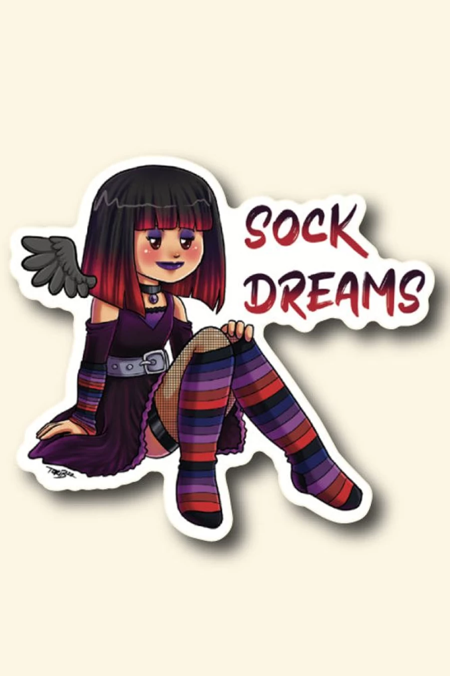 "Sock Dreams Nightshade Angel Vinyl Sticker - Gothic Decal for Laptops & Journals"