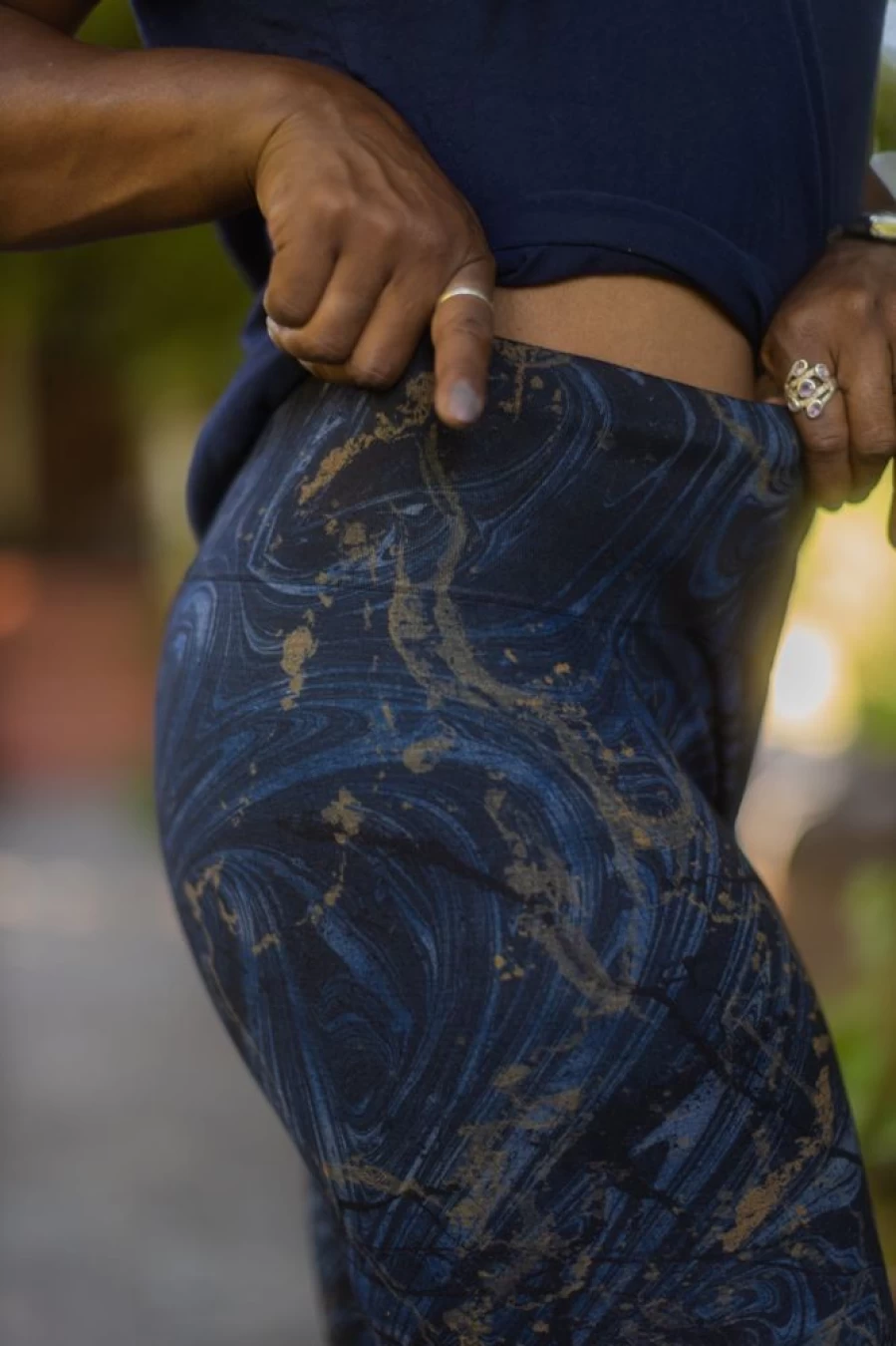 M. Rena Plus Size High Waisted Leggings with Swirling Marble Print - Stretchy Comfort Fit for Women