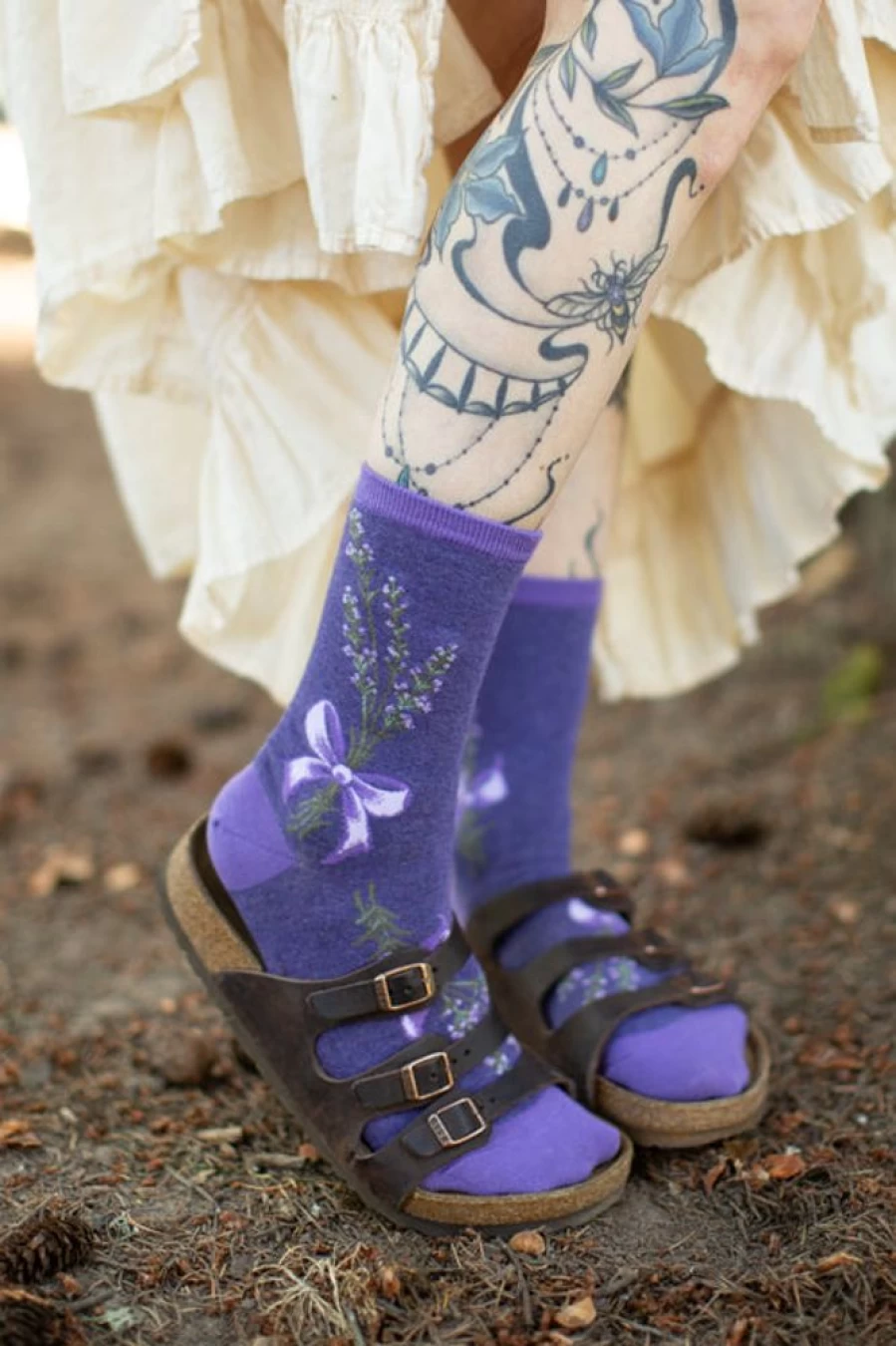 Mod Sock Women's Lavender Harvest Crew Socks - Soft Comfortable Casual Knit Socks