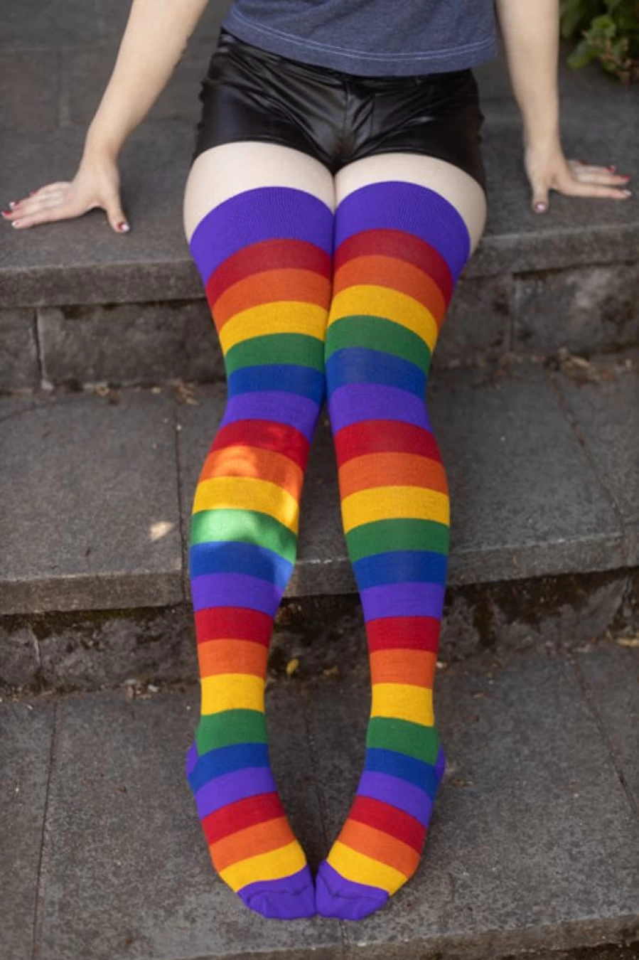 "Dreamer Socks Radiant Rainbow Thigh High Socks for Women - Vibrant Colorful Knee High Stockings"