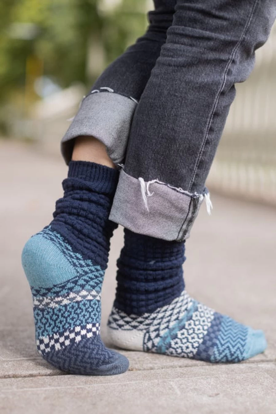 Solmate Cerulean Blue Slouch Socks - Soft Comfortable Casual Slouchy Socks for Women and Men