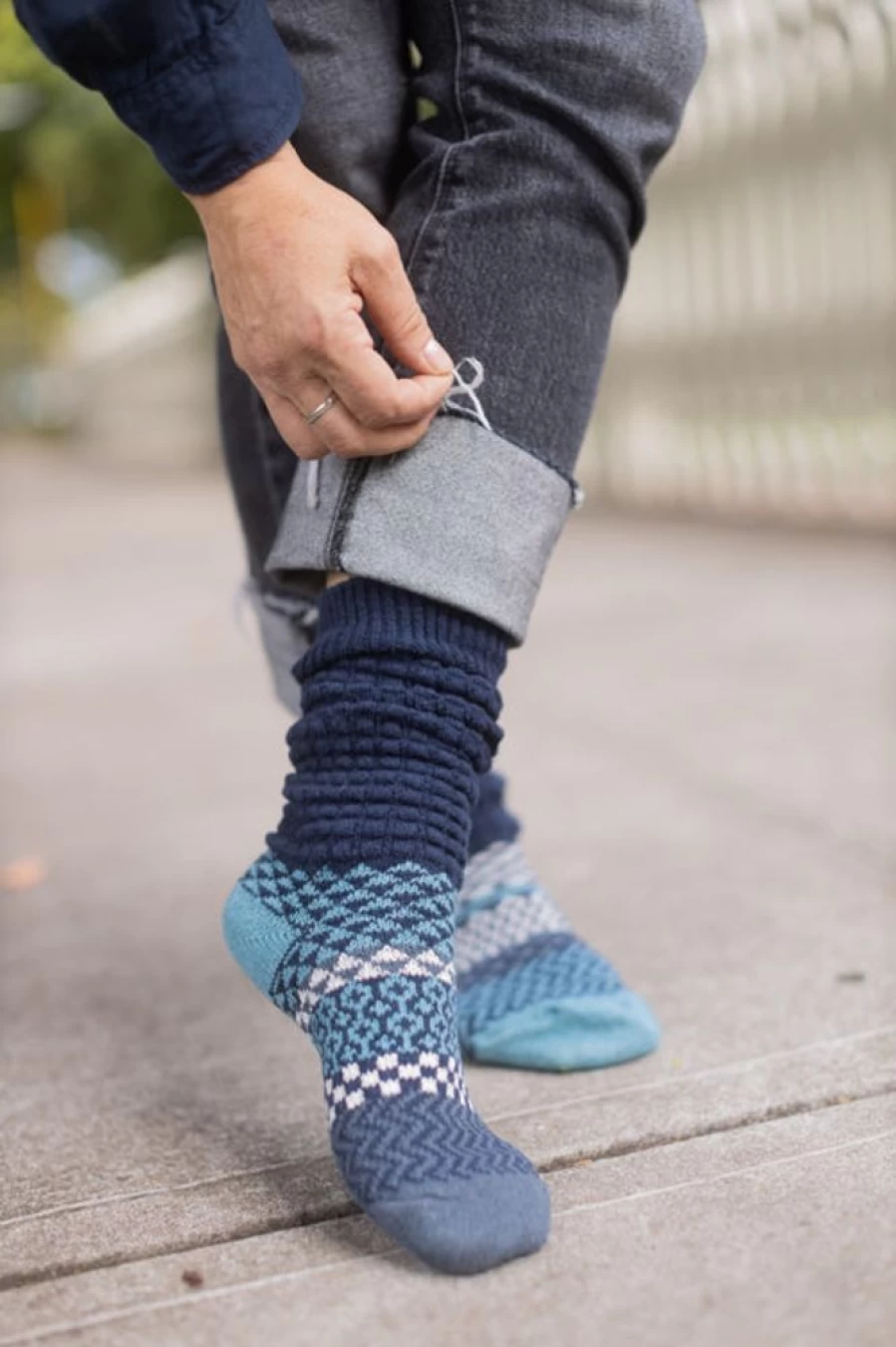 Solmate Cerulean Blue Slouch Socks - Soft Comfortable Casual Slouchy Socks for Women and Men
