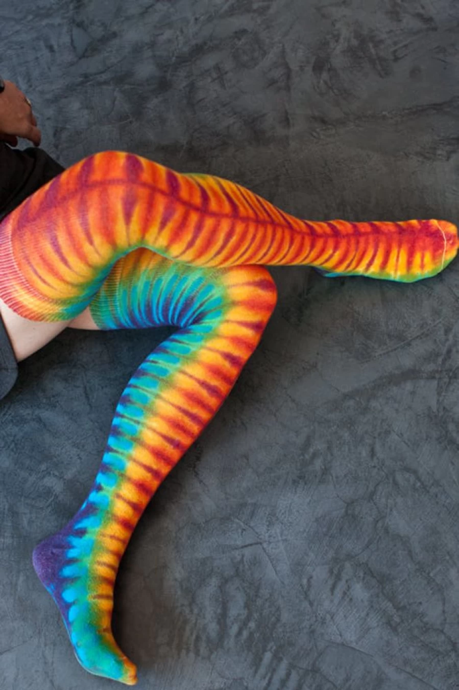 "Love Lite Precision Tie Dye Thigh High Socks - Vibrant & Unique Extraordinary Design"