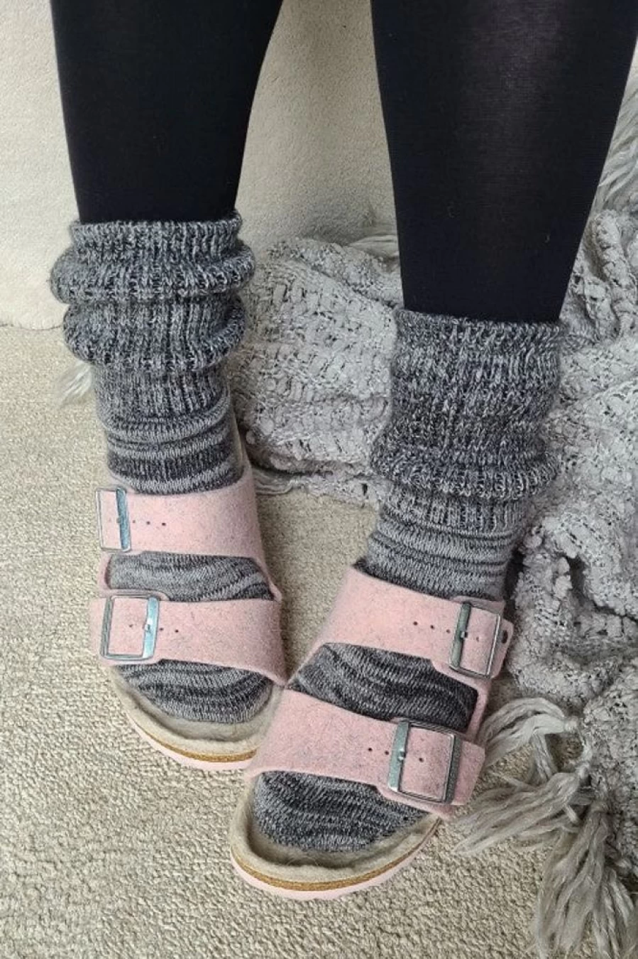 "Tabbisocks Scrunchy Lounge Crew Socks - Cozy Non-Slip Comfort for Home & Relaxation"