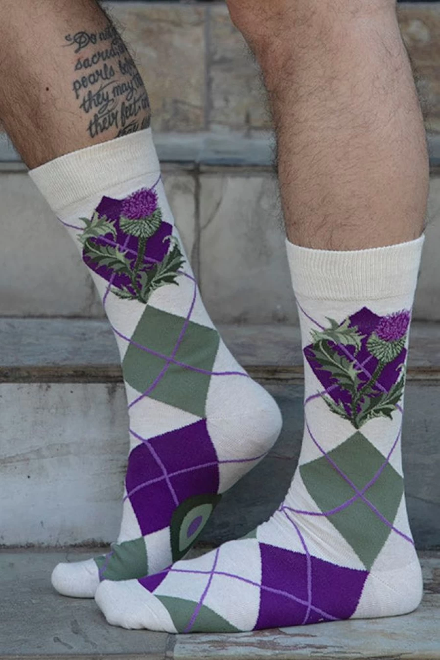 Mod Sock Argyle Thistle Crew Socks - Stylish & Comfortable Knit Footwear for Men & Women