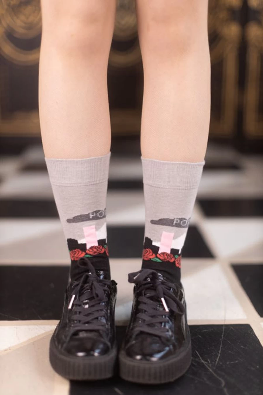 Dreamer Socks Portland Rose Crew Socks - Soft & Comfortable Floral Design Socks for Women and Men