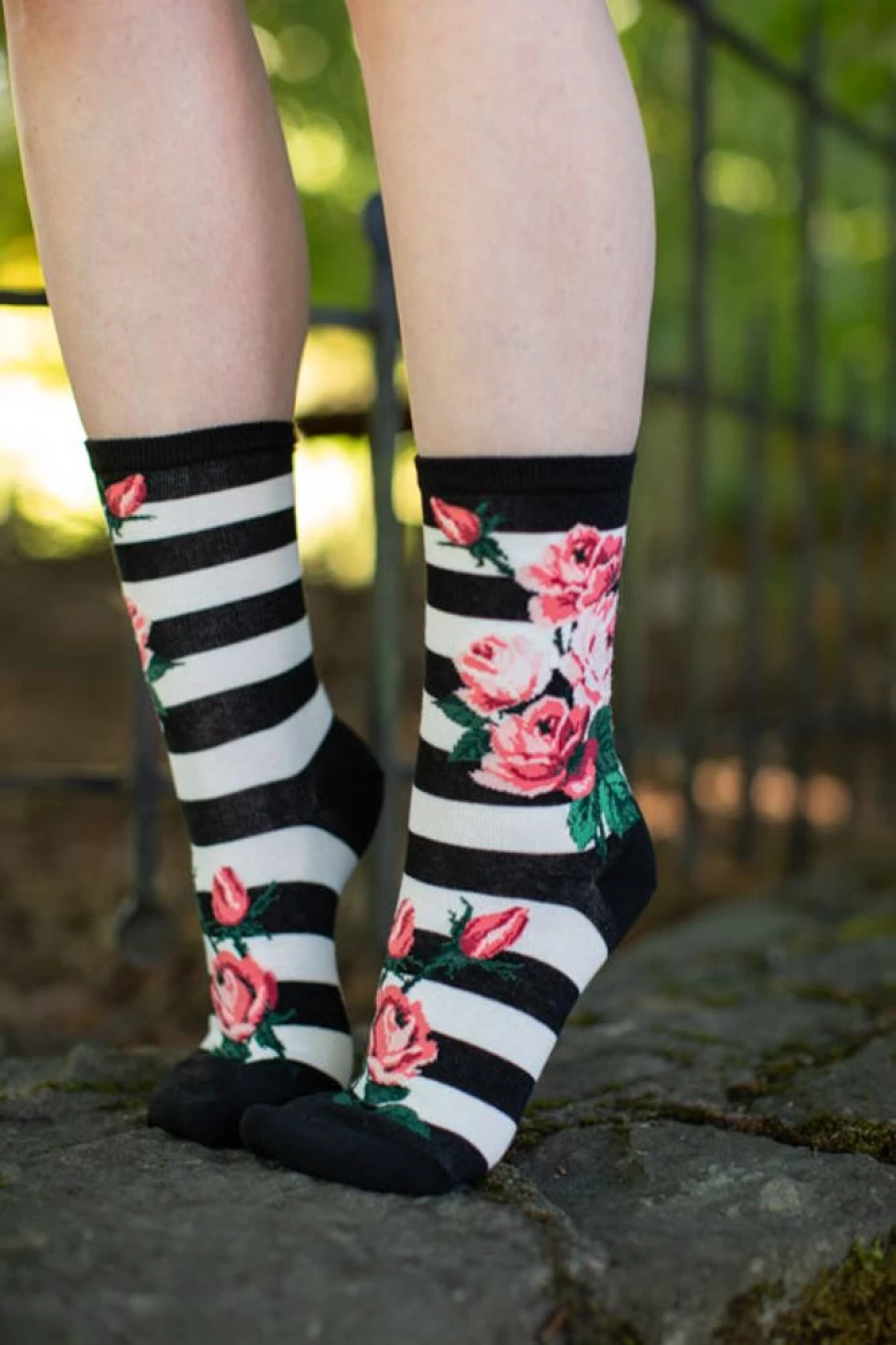 "Mod Sock Romantic Rose Crew Socks - Floral Pattern Comfortable Casual Wear"