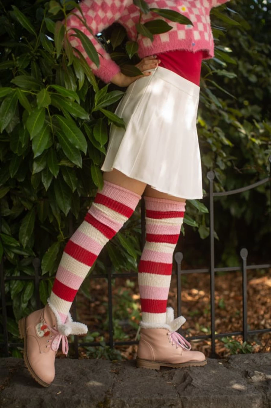DreaM Stockings Women's Striped Strawberry Shortcake Thigh High Socks for Cosplay & Fashion