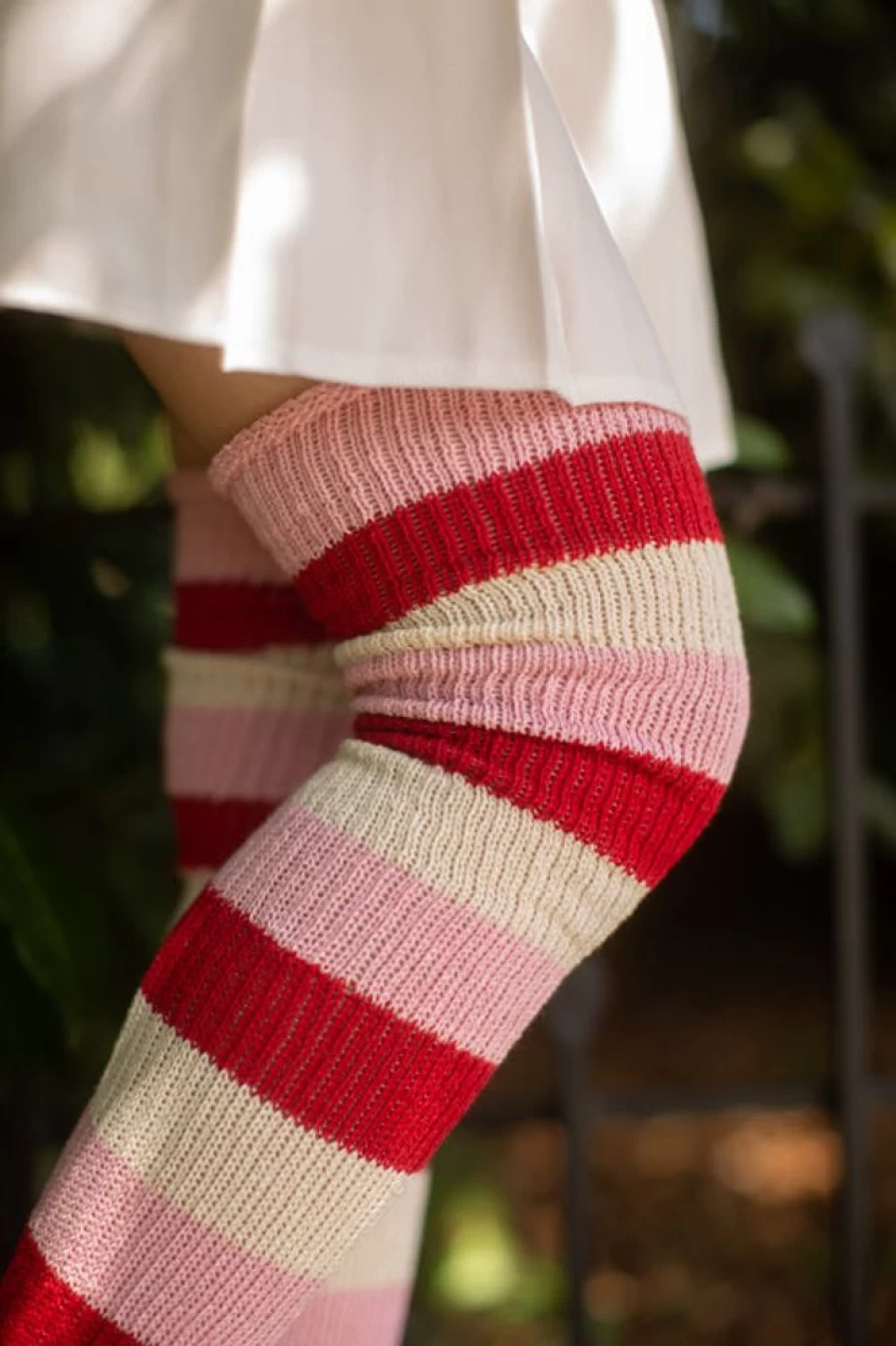 DreaM Stockings Women's Striped Strawberry Shortcake Thigh High Socks for Cosplay & Fashion
