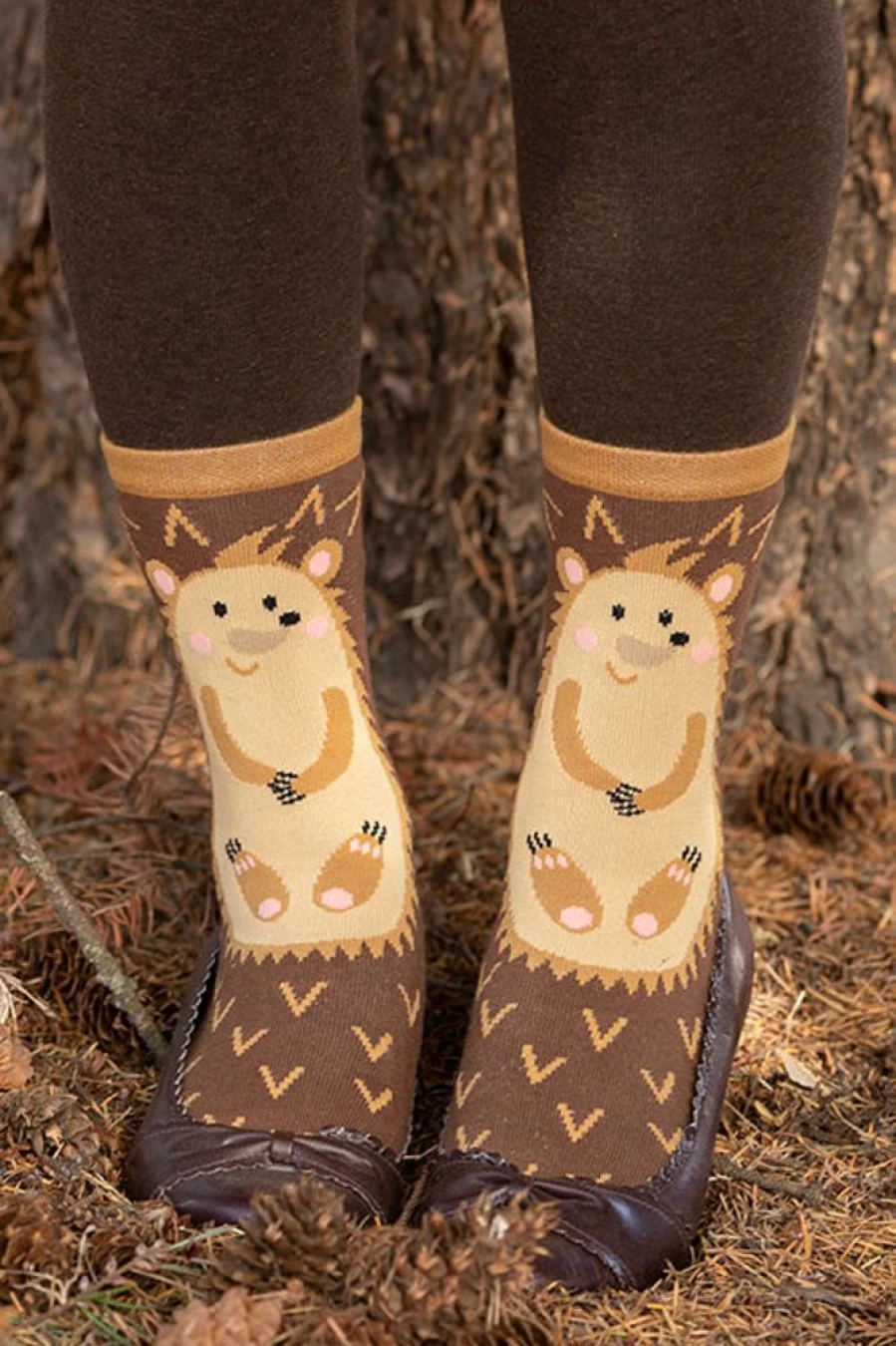 Foot Traffic Hedgehog Slipper Socks - Cozy Animal-Themed House Shoes for Adults & Kids