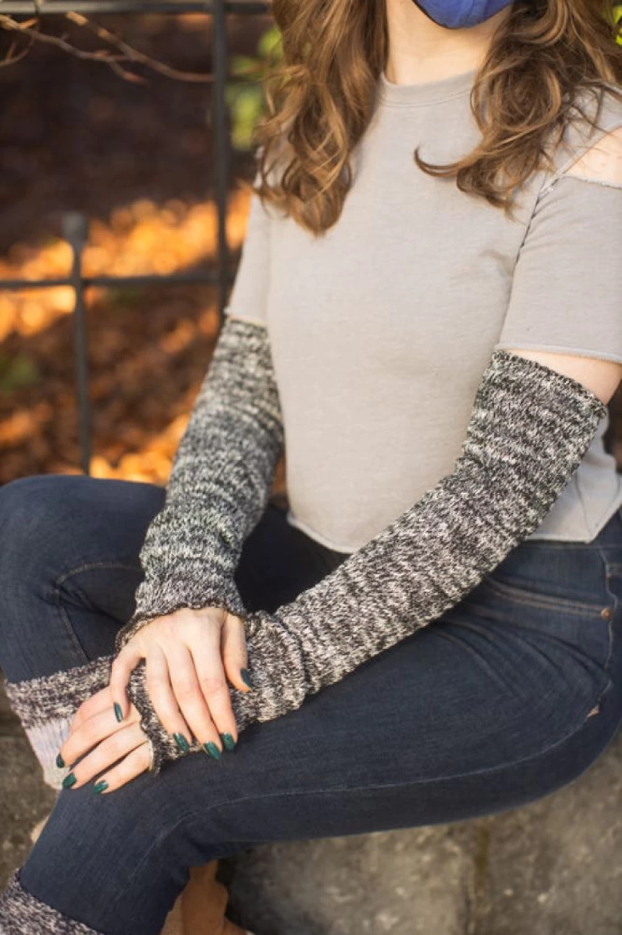 DreaM Stockings Marled Textured Scrunchable Knit Arm Warmers for Women