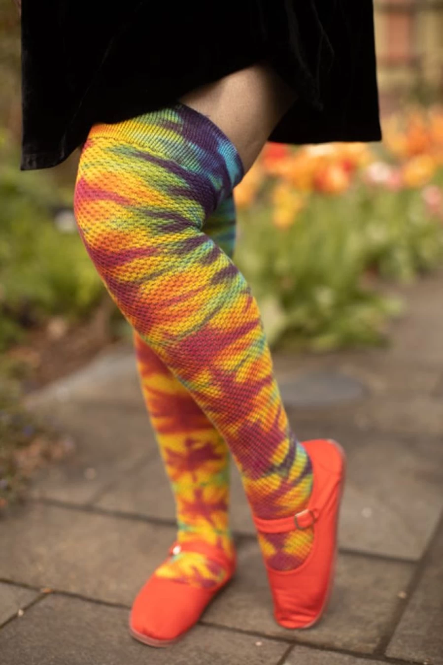 "Love Lite Precision Tie Dye Thigh High Socks – Extra Long Waffle Knit Style"