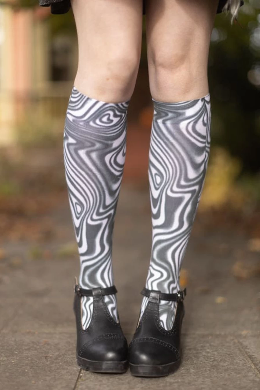 Foot Traffic Black & White Swirl Print Trouser Socks for Women & Men