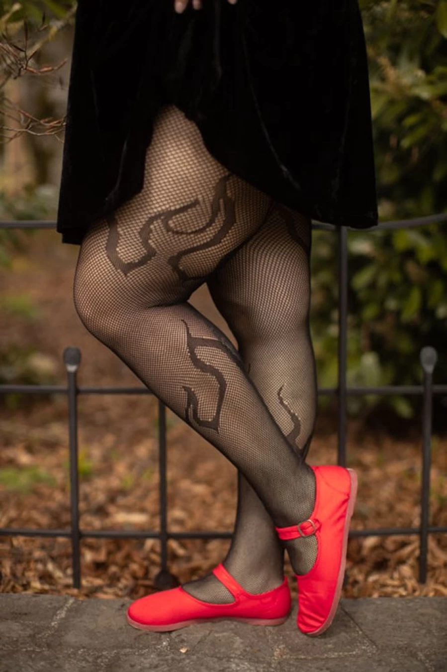 Leg Avenue Plus Size Fishnet Tights with Flame Design - Gothic Lingerie & Costume Accessories for Women