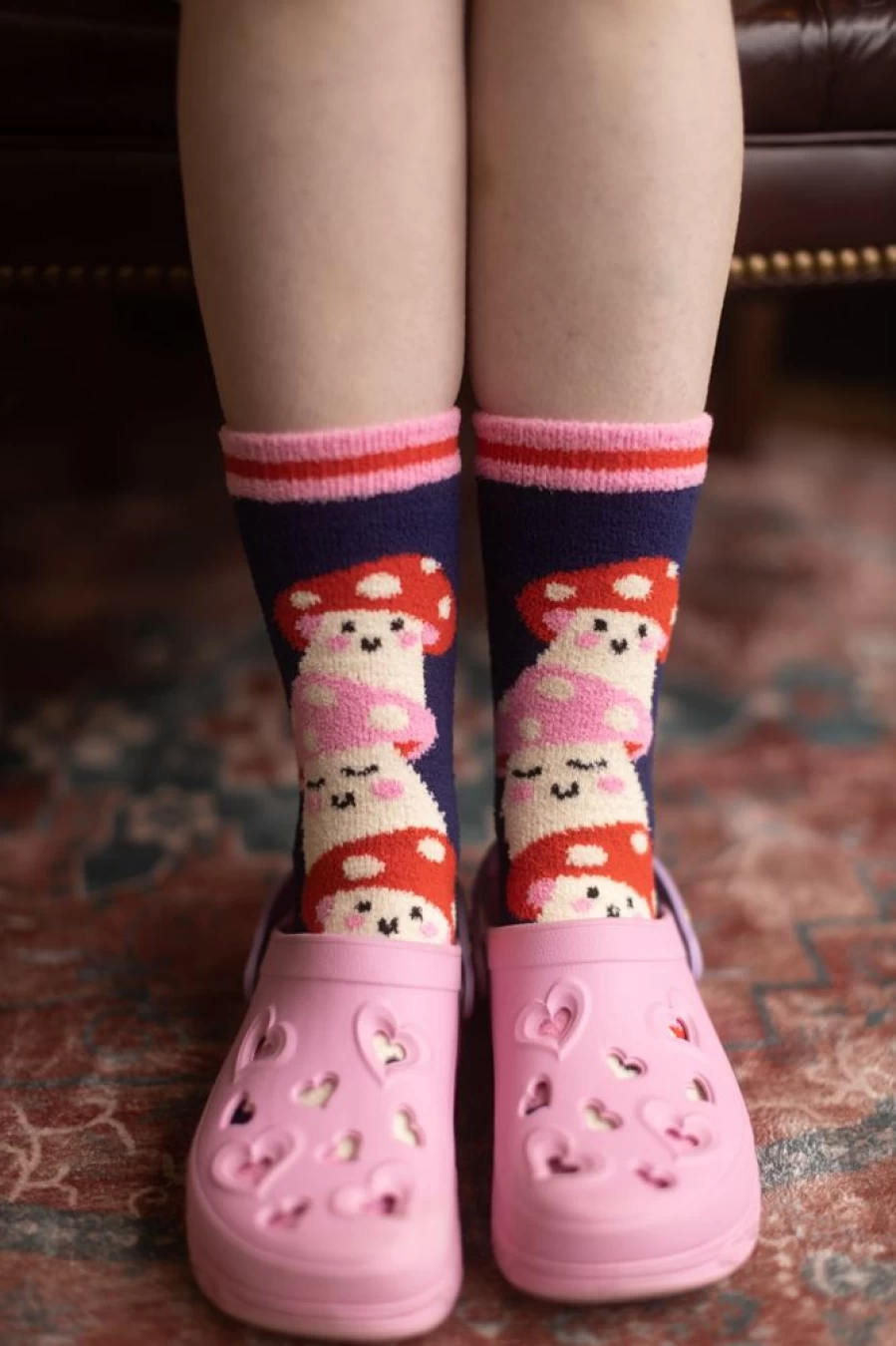 "Sock It To Me Magic Mushroom Slipper Socks - Cozy Novelty Slippers"