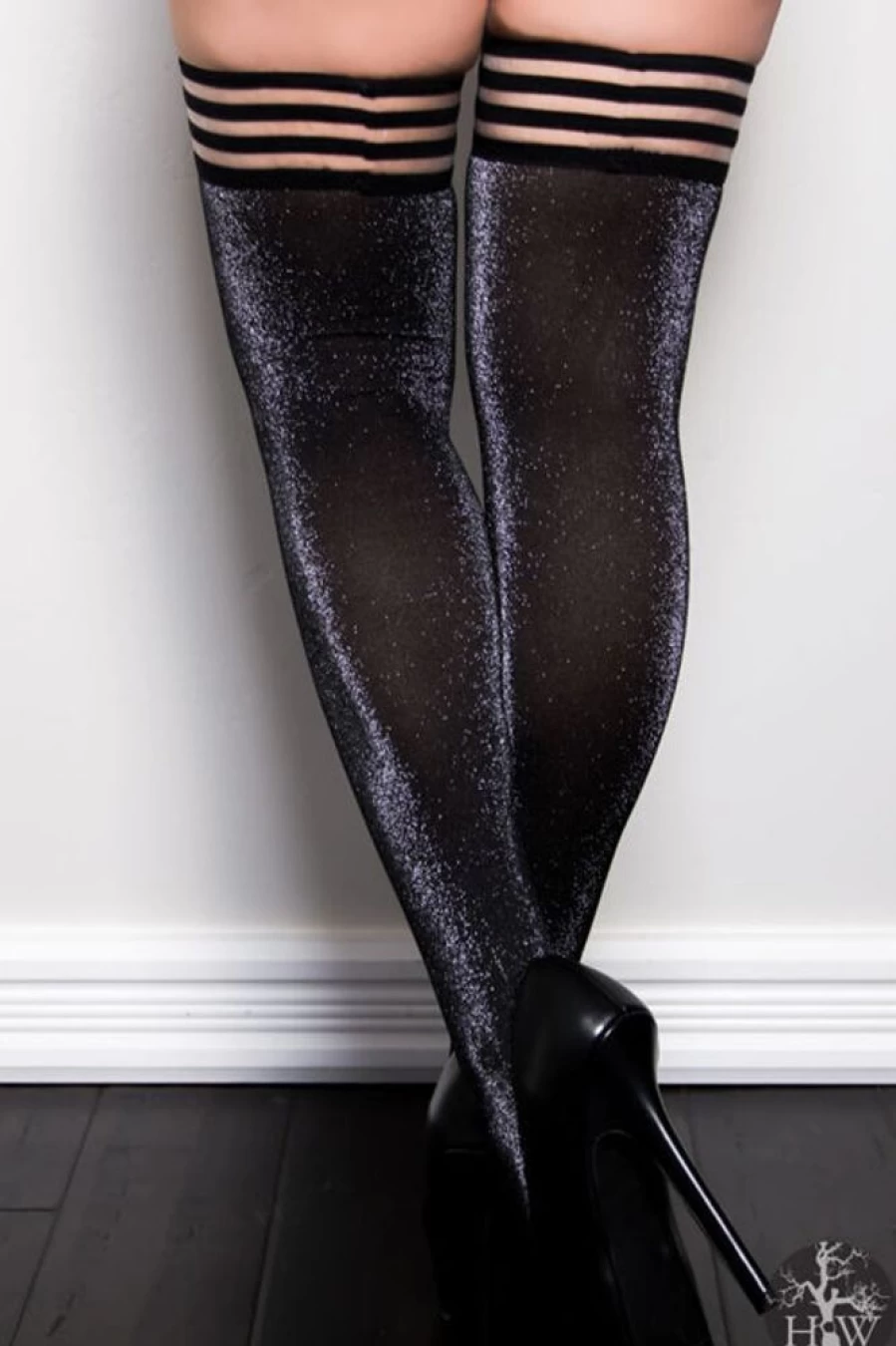 Kix'ies Kaylee Shimmer Stay-Up Thigh High Stockings for Women
