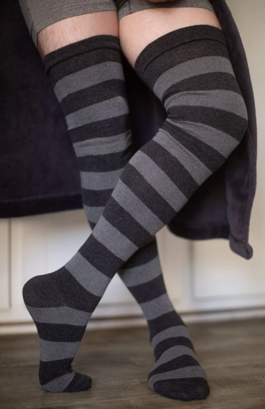 "Dreamer Socks Extra Long Striped Thigh High Socks for Women - XXL Size"