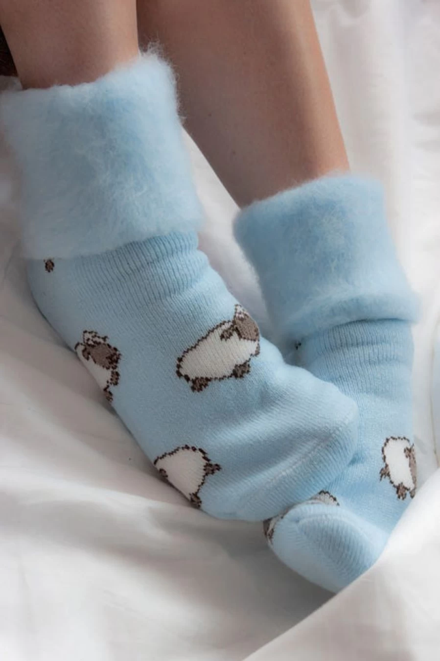 Outer Gear New Zealand Wool Bed Socks for Warm Sleep - Cozy Sleepy Sheep Design