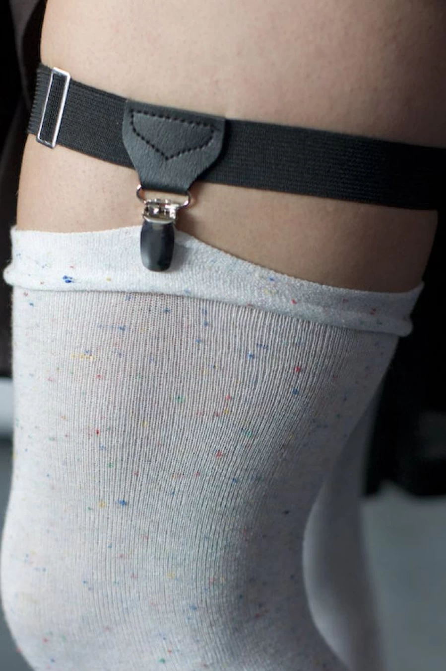 Sock Dreams Extra Long Faux Leather Sock Garters with Suspender Clips for Secure Fit & Stylish Hold