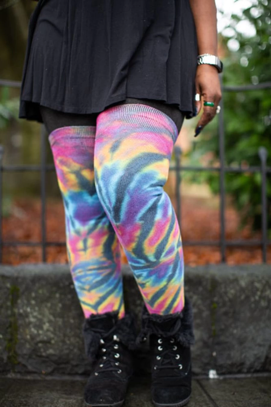 "Love Lite Precision Tie Dye Extra Long Thigh High Socks"