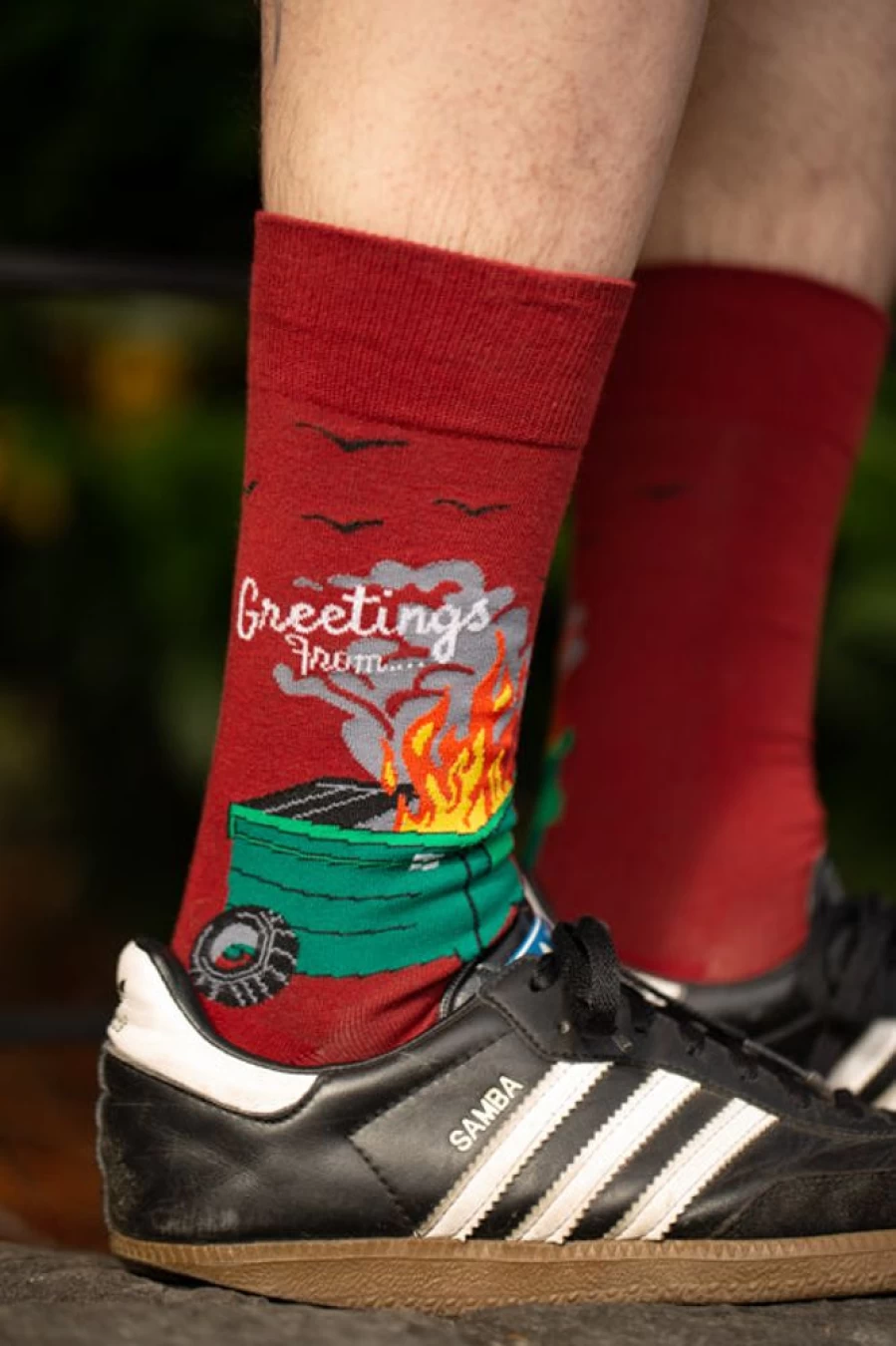 "Sock It To Me Dumpster Fire Crew Socks - Fun Novelty Socks for Men & Women"