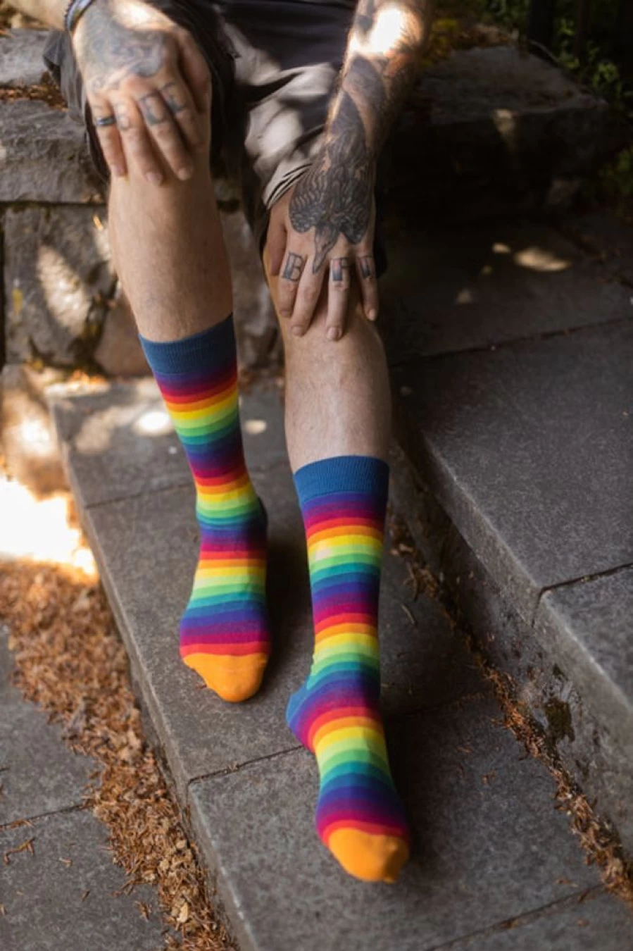 Mod Sock Rainbow Gradient Striped Crew Socks - Colorful Comfortable Casual Wear