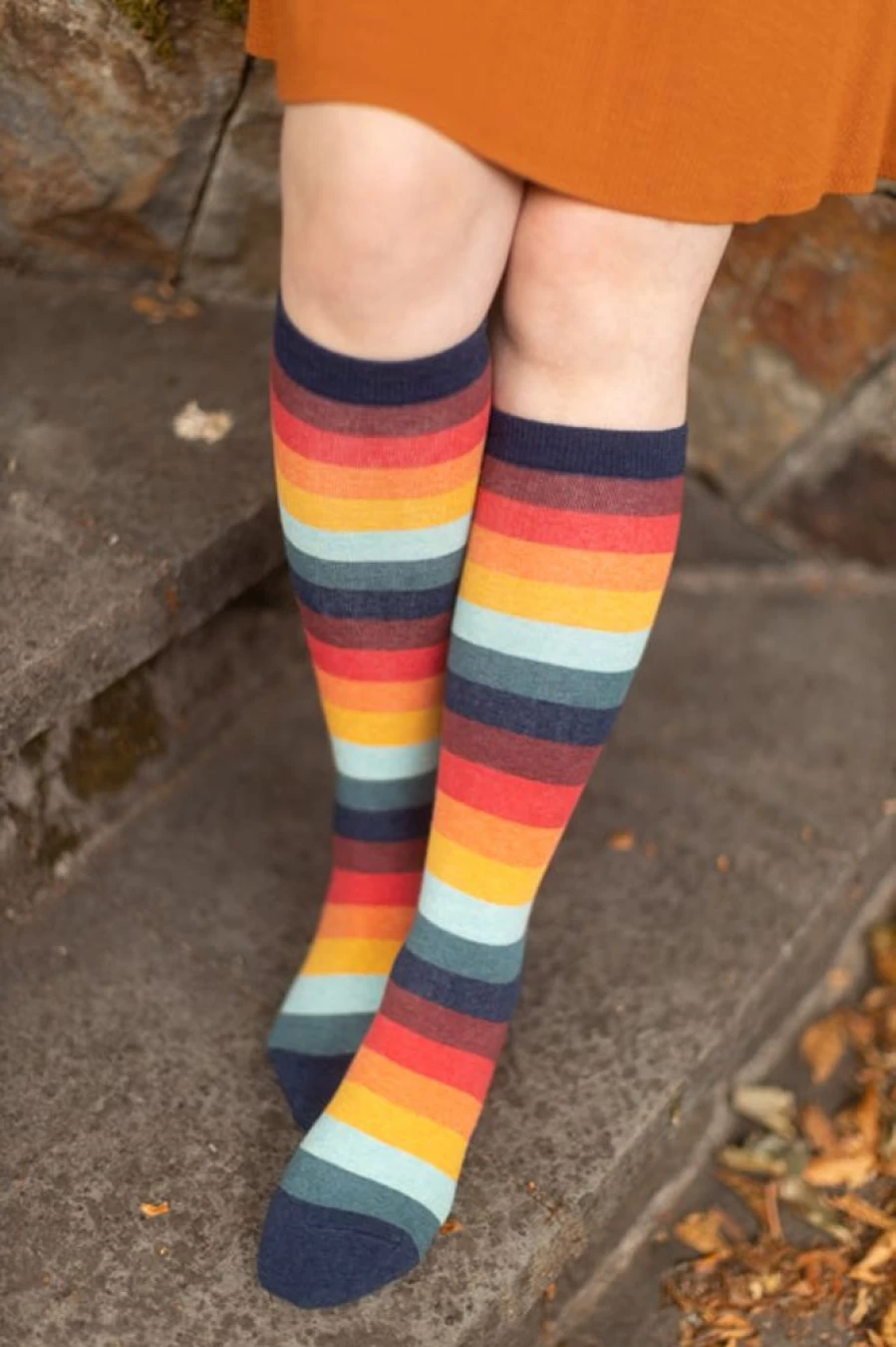Mod Sock Retro 70s Striped Knee High Socks - Vintage Inspired Knee-High Socks for Women & Men