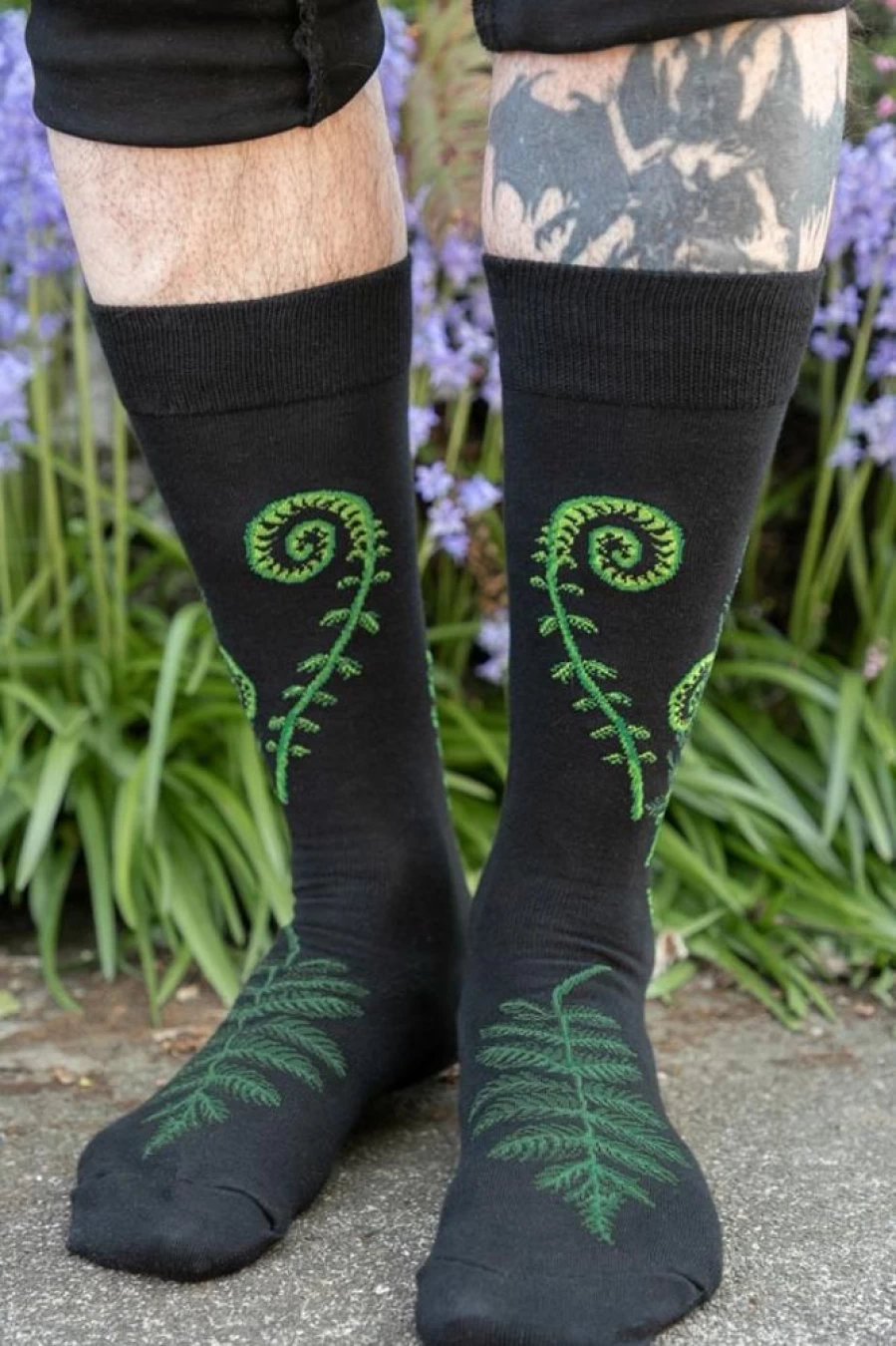 Mod Sock Ferns & Fiddleheads Midcalf Socks - Botanical Knee-High Socks for Women
