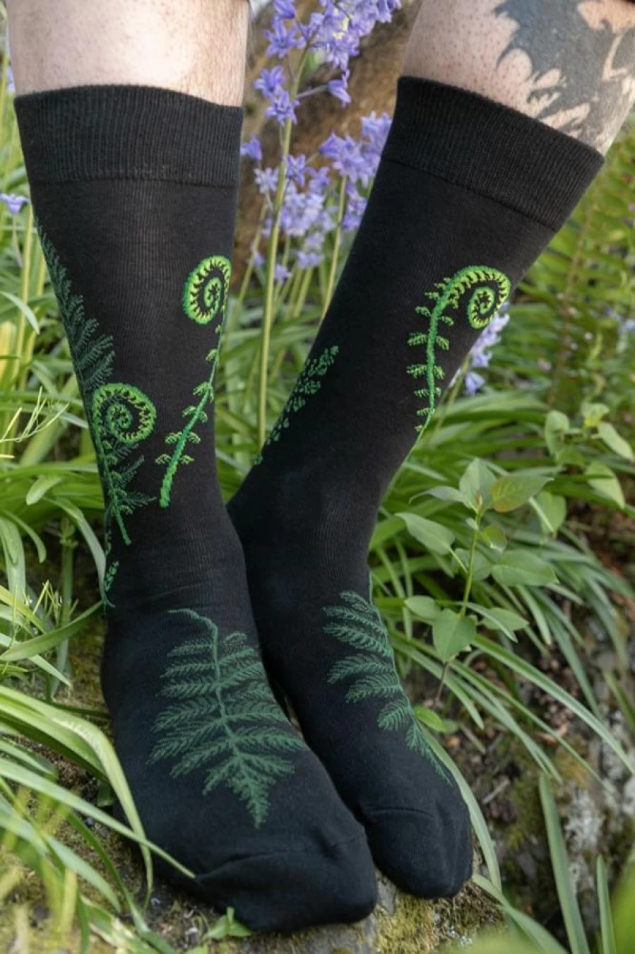 Mod Sock Ferns & Fiddleheads Midcalf Socks - Botanical Knee-High Socks for Women