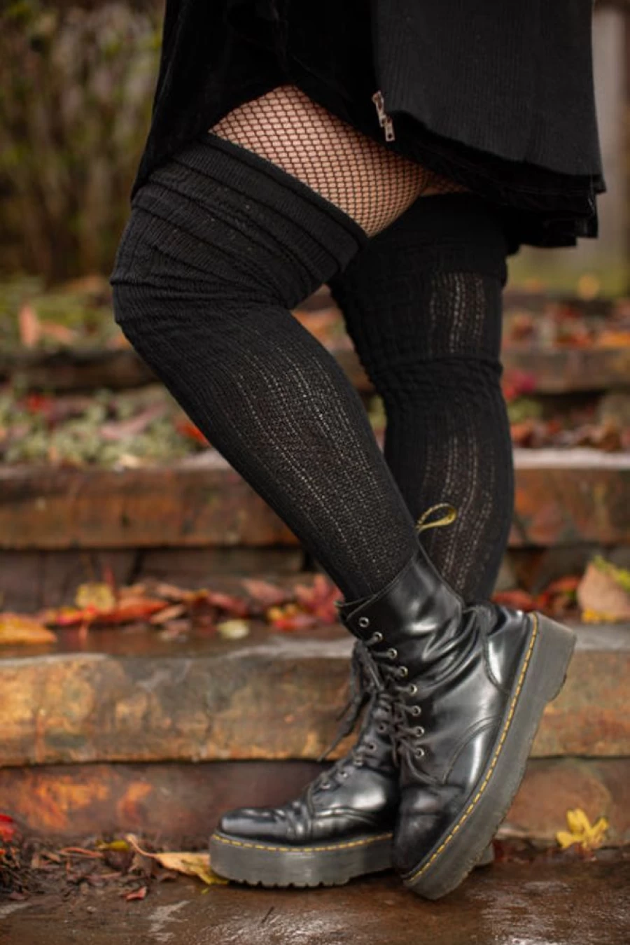 DreaM Stockings M45 Ribbed Thigh High Socks with Roll Top for Women