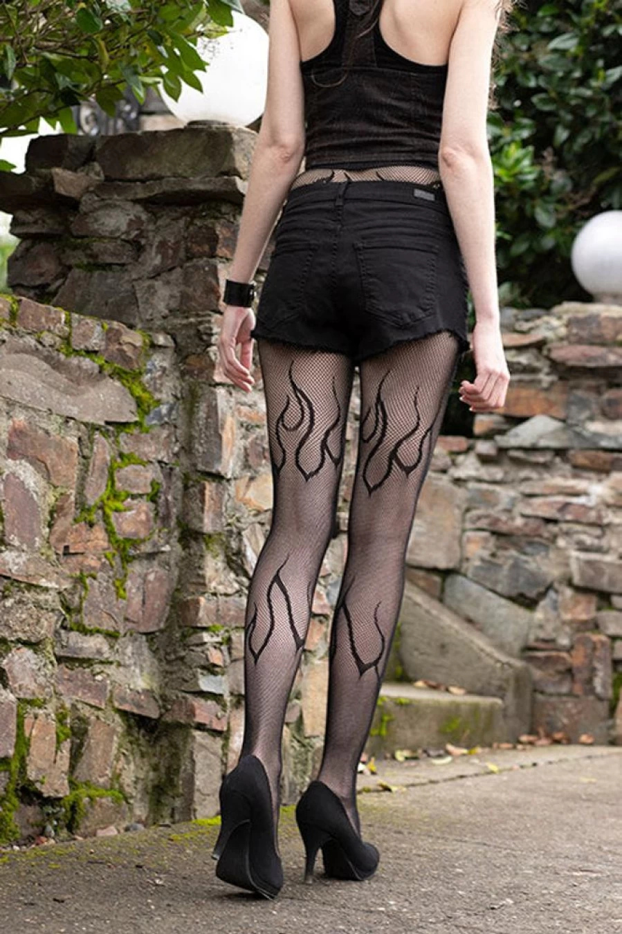 Leg Avenue Flame Net Fishnet Tights for Women - Sexy Gothic Stockings Halloween Costume Accessories