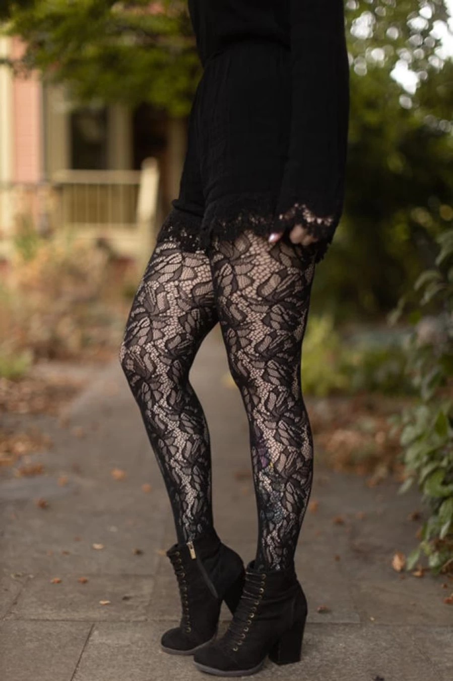 Killer Legs Floral Print Fishnet Tights - Illustrated Botanical Design for Women