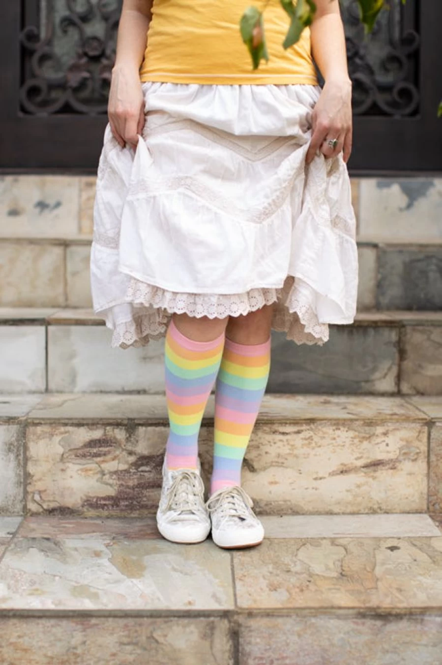 Mod Sock Pastel Rainbow Striped Knee High Socks for Women - Soft Comfortable Crew Length