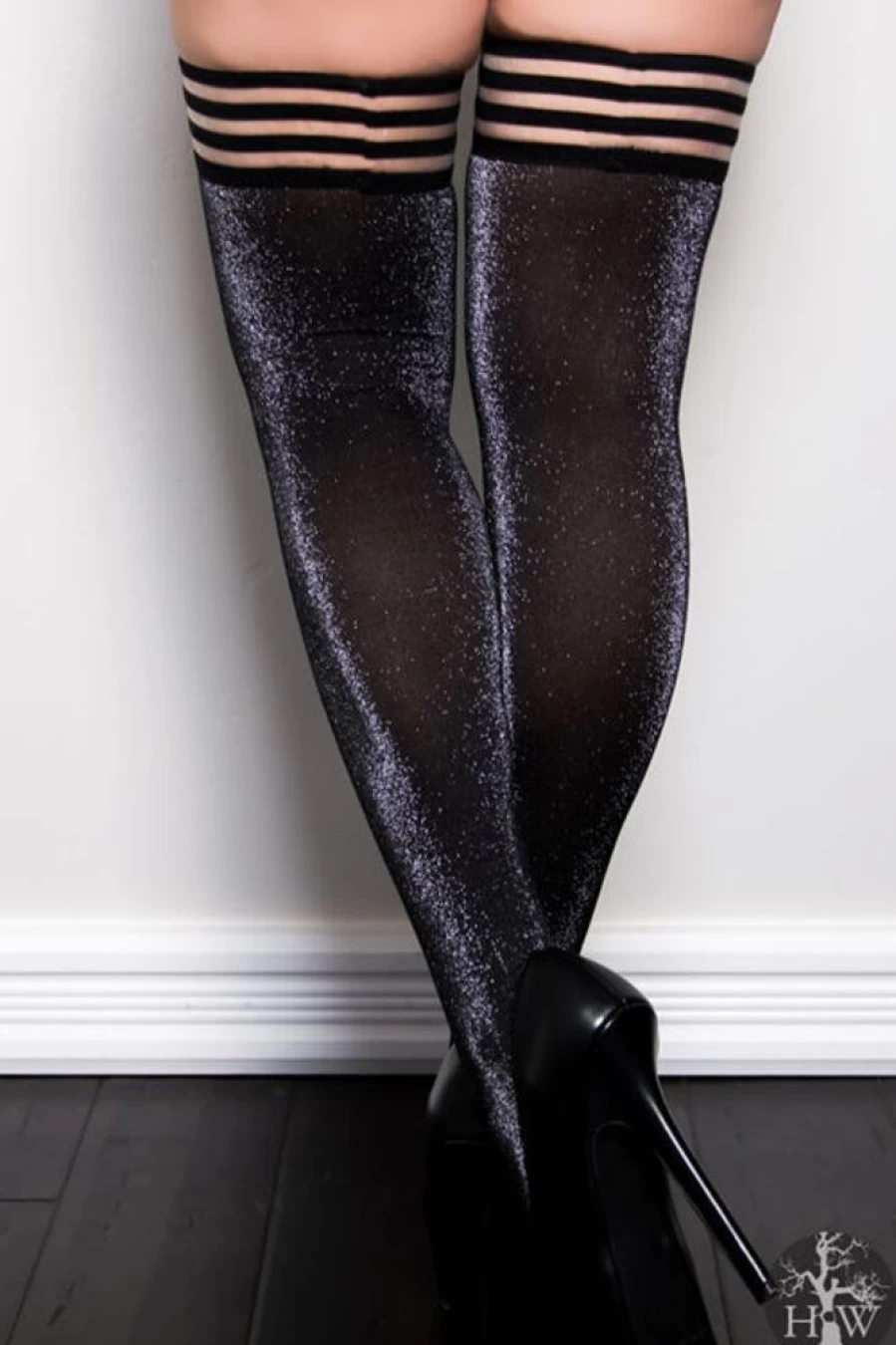 Kix'ies Kaylee Stay-Up Thigh High Shimmer Stockings for Women