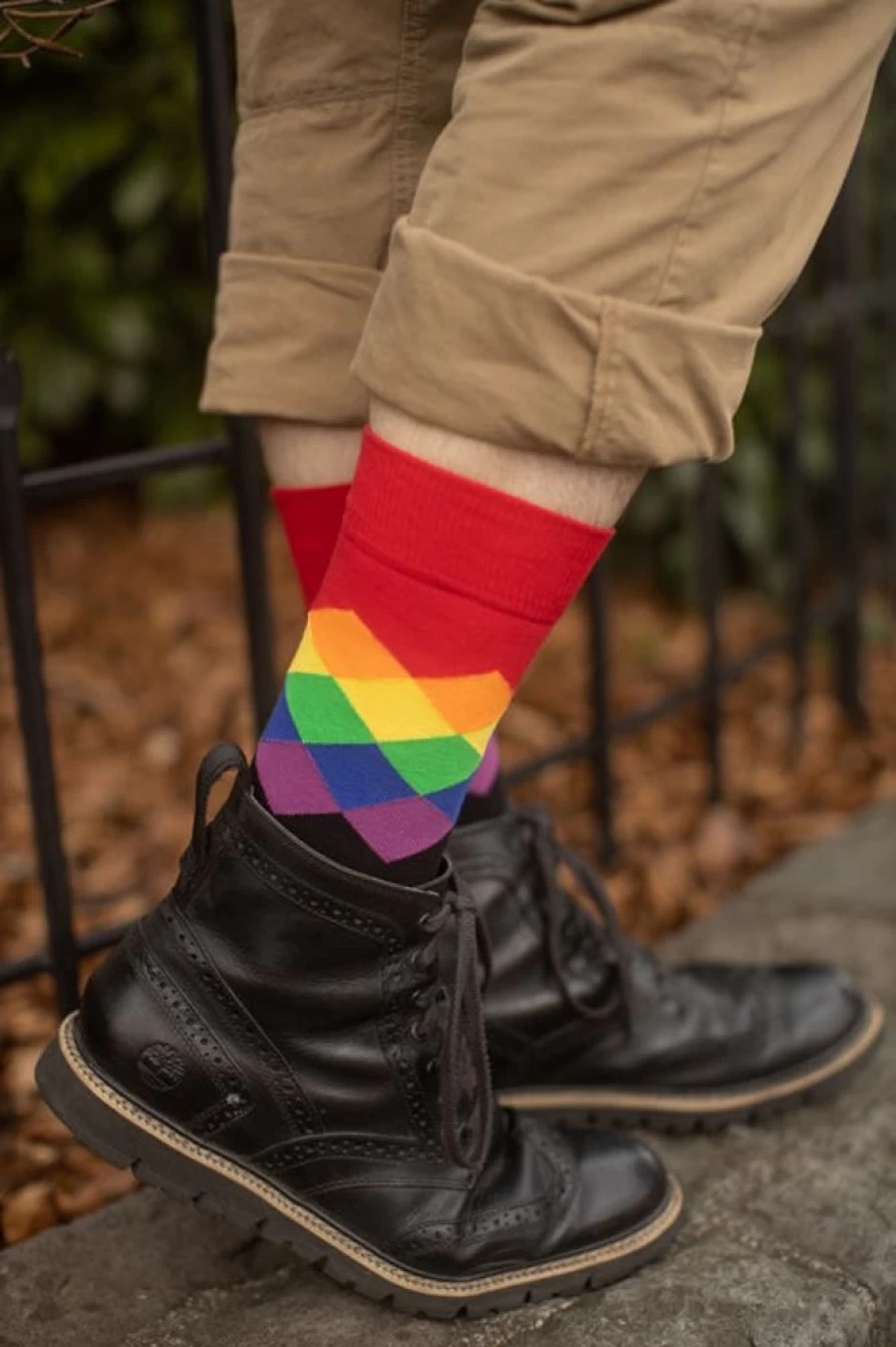 Happy Socks Pride Faded Diamond Crew Socks - Colorful LGBTQ+ Comfort Wear