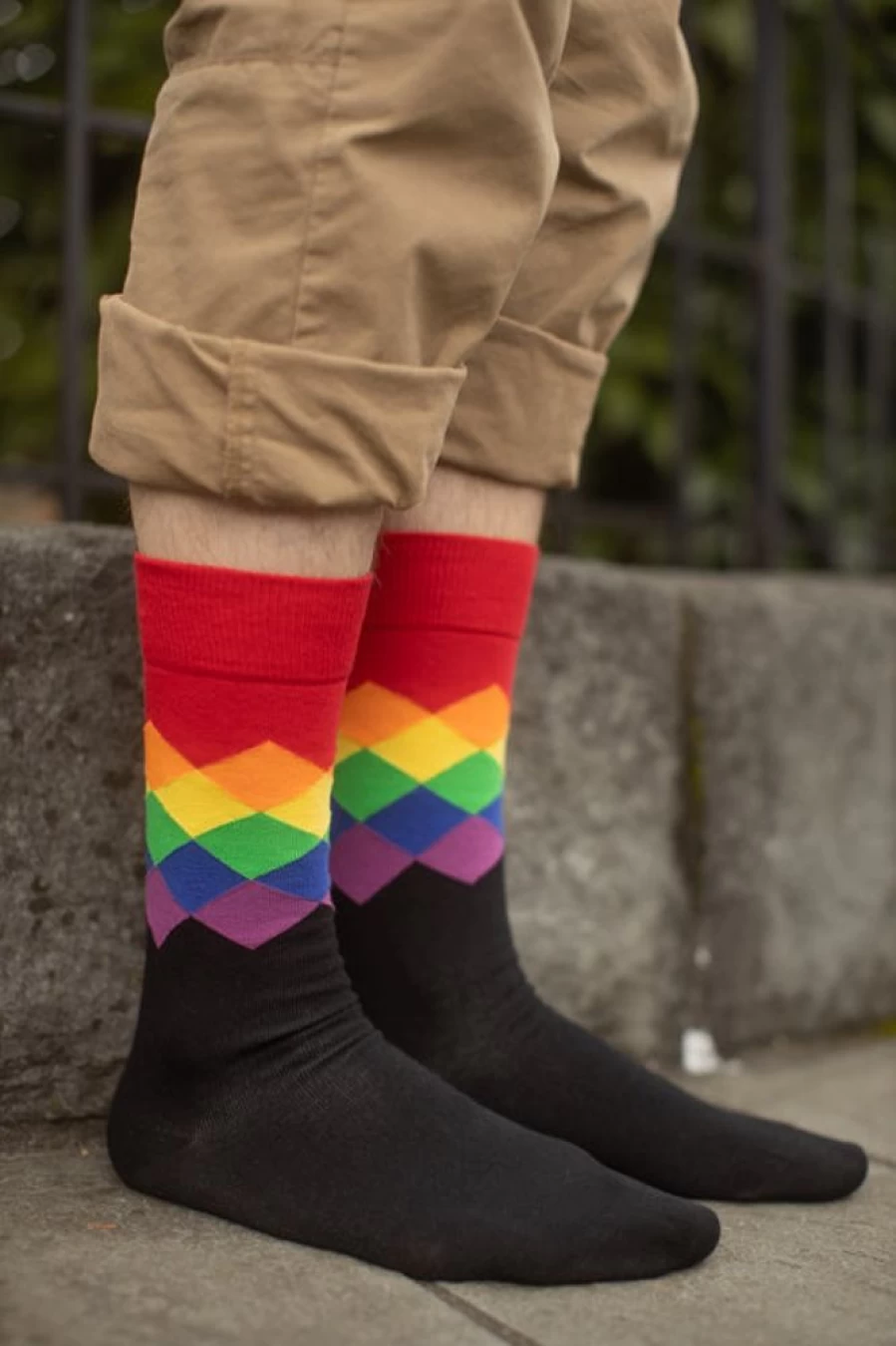 Happy Socks Pride Faded Diamond Crew Socks - Colorful LGBTQ+ Comfort Wear