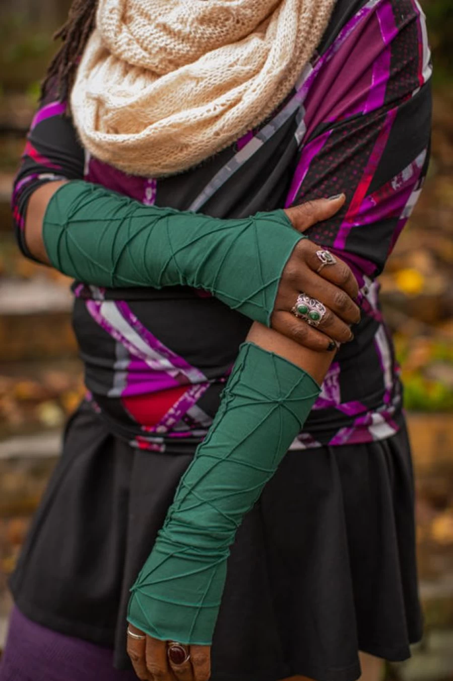 CARAUCCI Textured Knit Arm Warmers - Stylish & Comfortable Hand & Wrist Cover for Women & Men