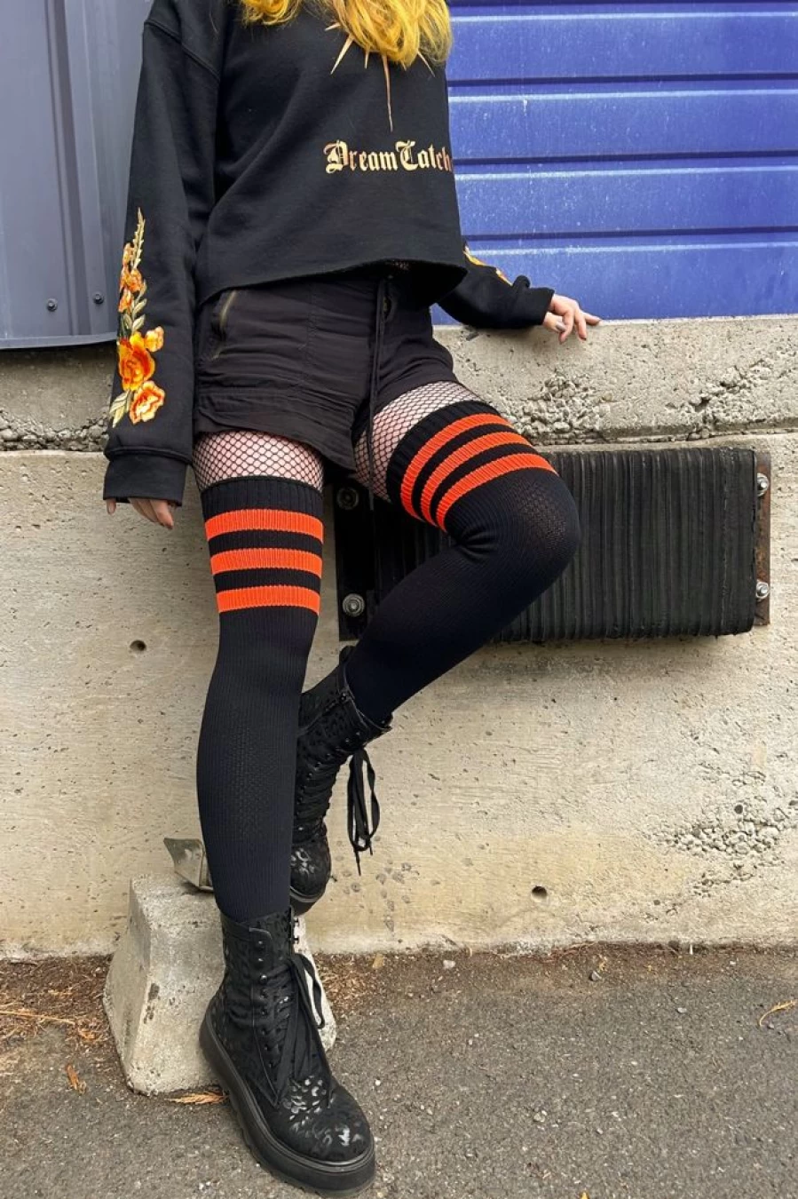 "Dreamer Socks Neon Power Stripe Thigh High Socks for Women - Bold Striped Knee-High Socks"