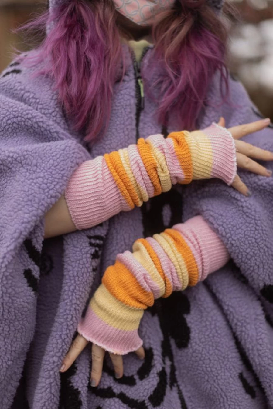 DreaM Stockings Sherbet Stripes Leg Warmers - Colorful Striped Knitwear for Women