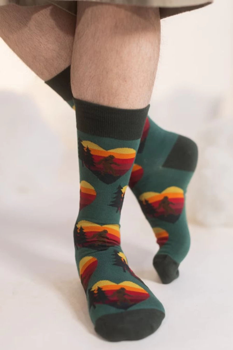 Sock It To Men's Seeking Sasquatch Novelty Crew Socks - Fun Bigfoot Design