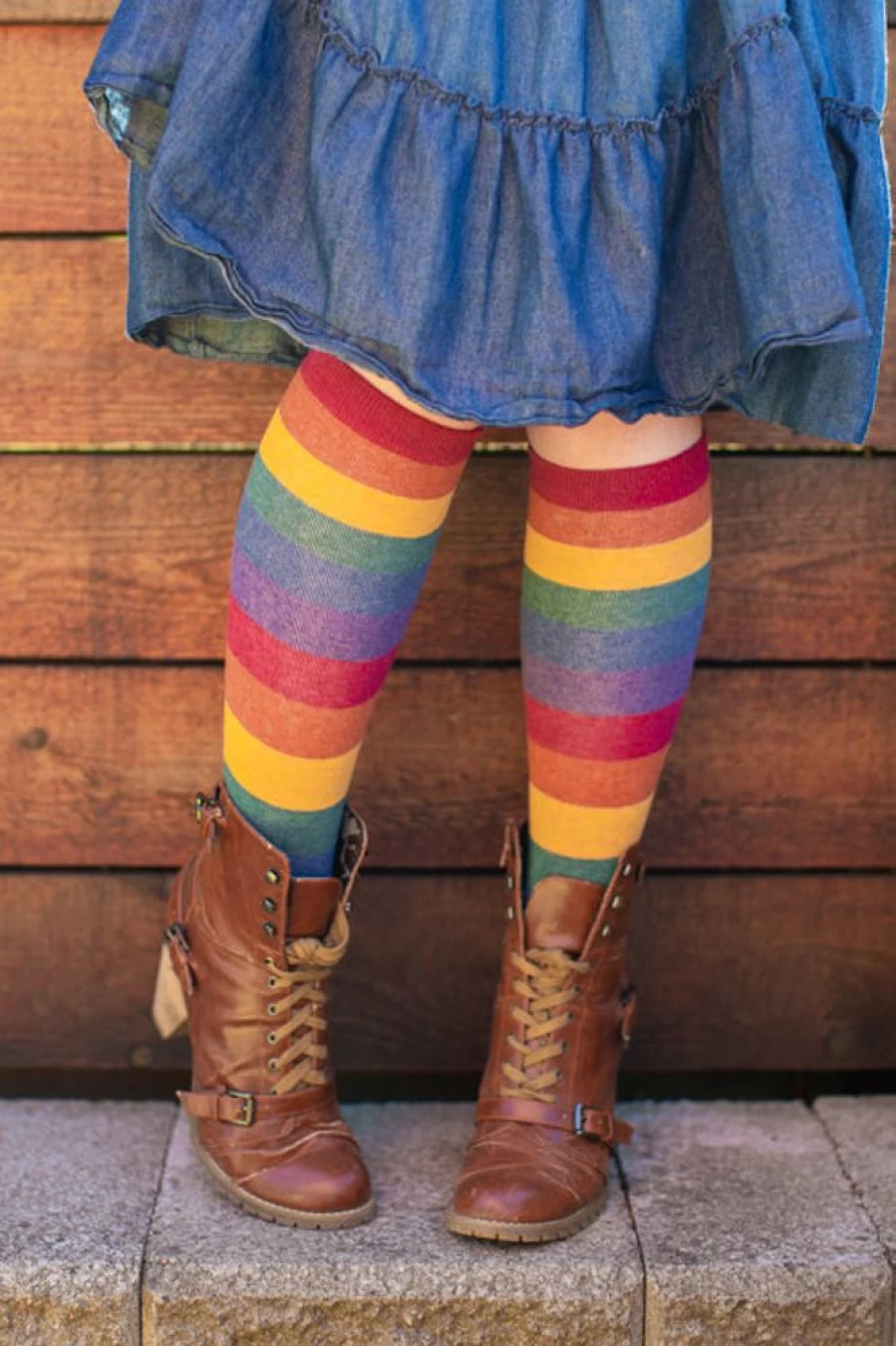Mod Sock Heather Rainbow Striped Knee High Socks for Women and Men, Colorful Striped Crew Socks, Soft Comfortable Stretchy Knee-High Socks