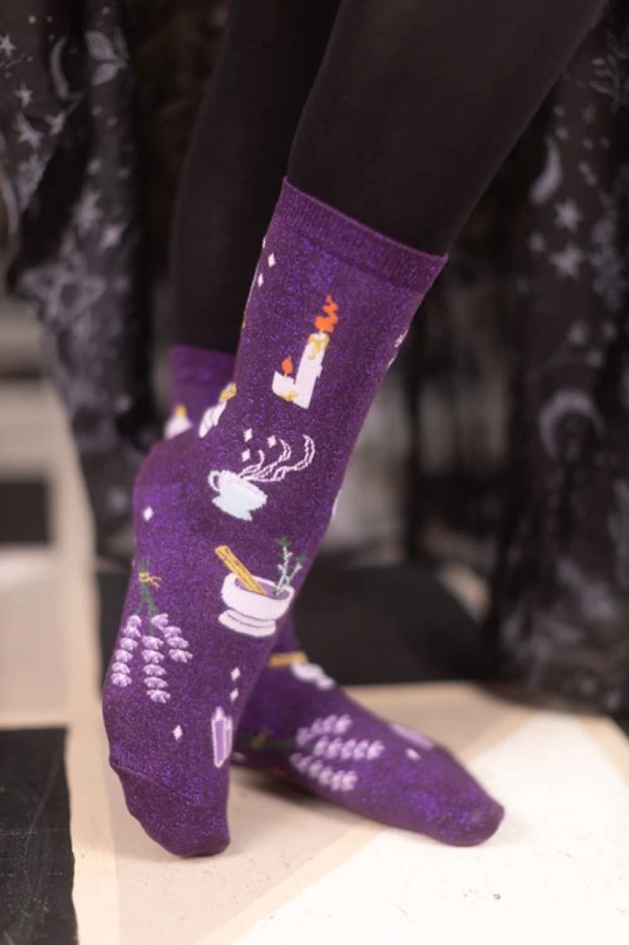 Sock It To Me Shimmer Crew Socks - Sparkle & Shine Lotions And Potions Design