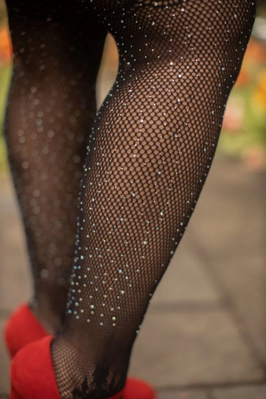 Leg Avenue Plus Size Rhinestone Lace Fishnet Stockings with Attached Garter Belt - Sexy Glam Stockings for Women