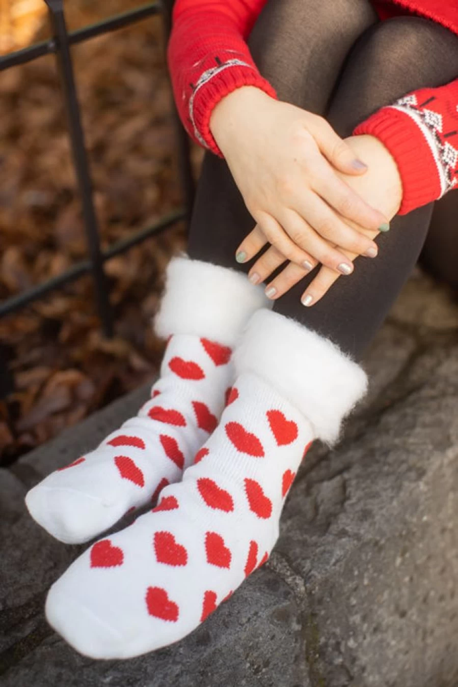 Outer Gear Cozy New Zealand Wool Bed Socks with Heart Design - Warm Winter Slipper Socks for Women & Men