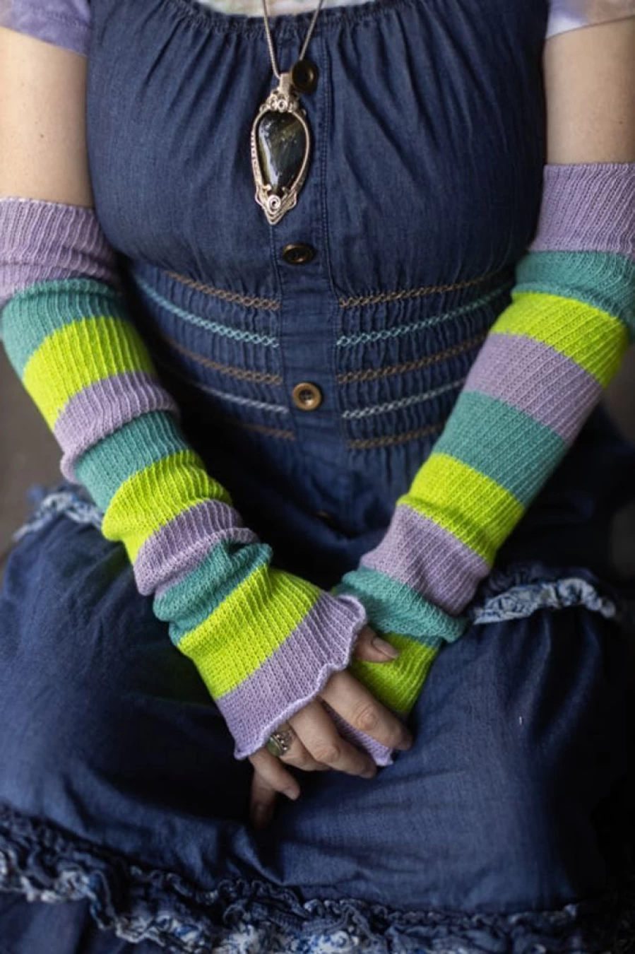 DreaM Stockings Sherbet Stripes Leg Warmers - Colorful Striped Knit Winter Warmers